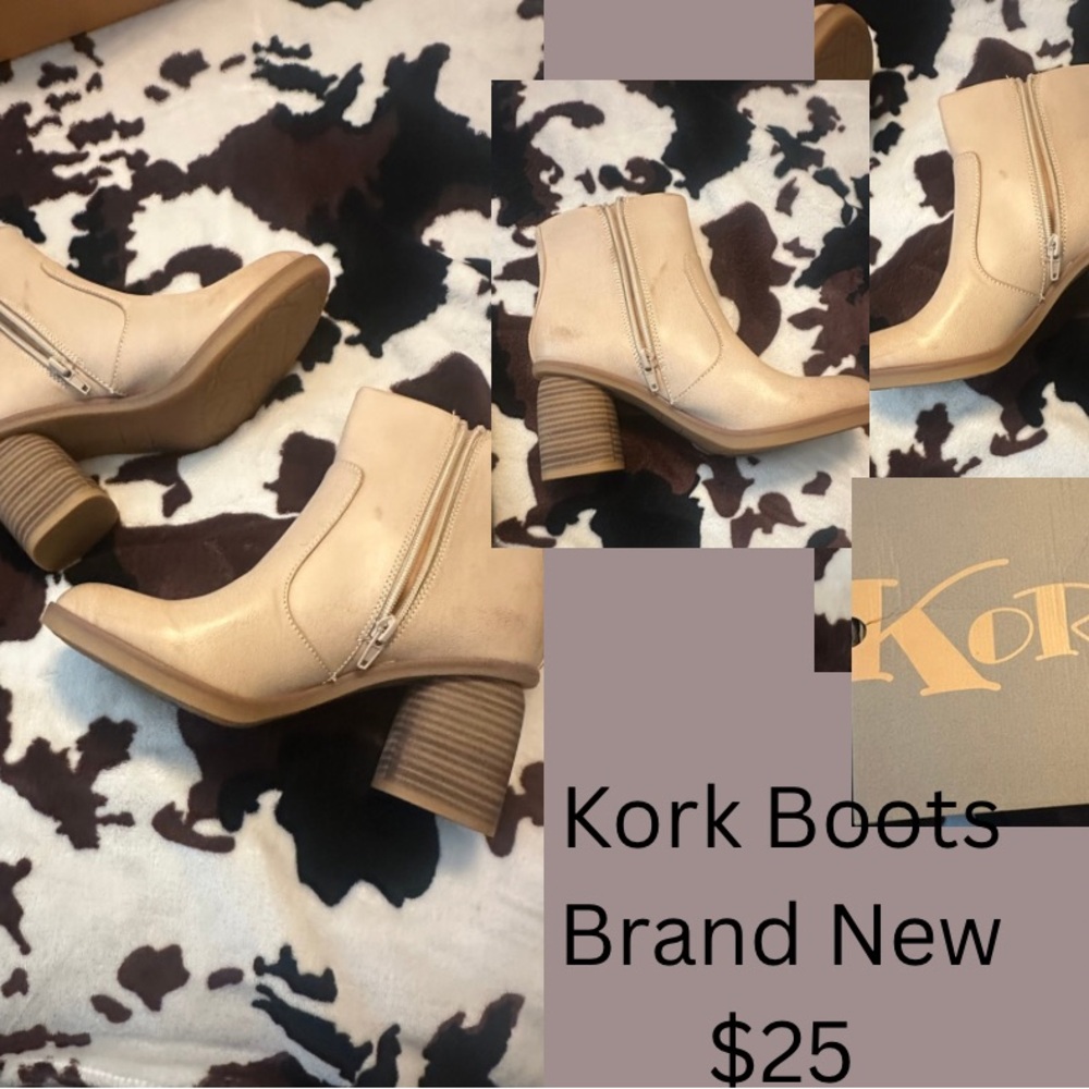 Kork-Ease Tan Ankle Boots with Western-Inspired Design